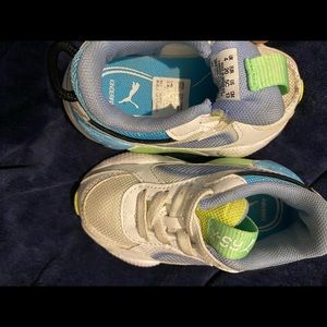 Lime green, baby blue & white pumas